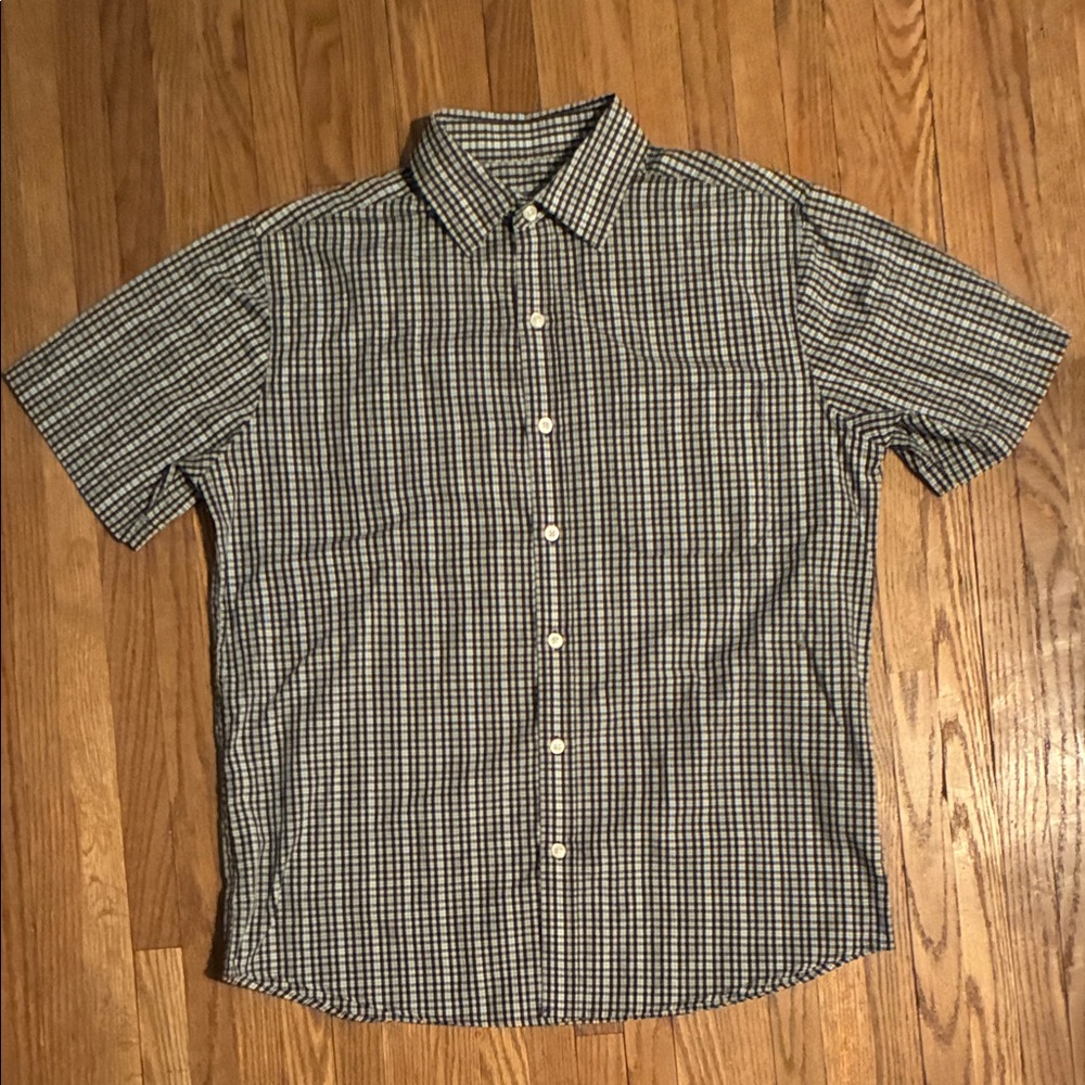 Denver Hayes Black and White Short Sleeve Plaid Shirt